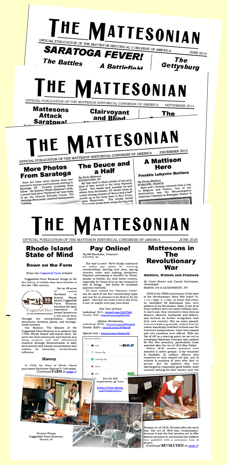 "The Mattesonian" - Matteson Family Newsletter